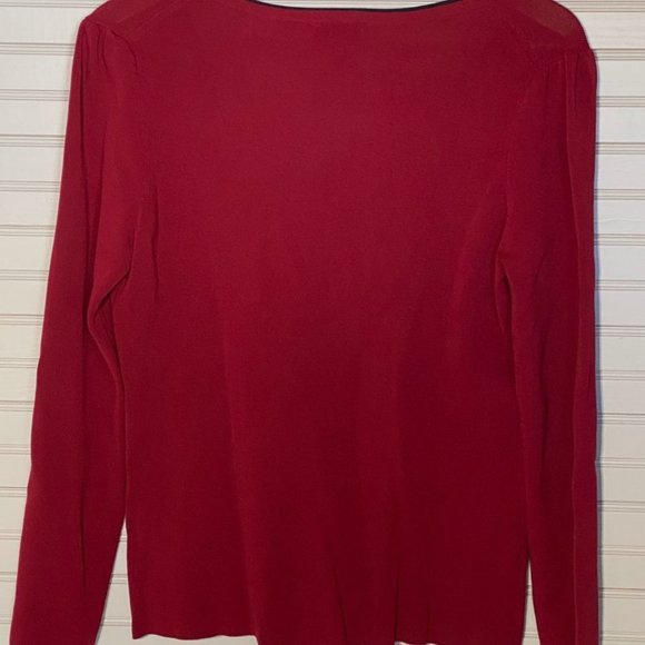 Ann Taylor LOFT Red Cardigan with Black Trim - Picture 4 of 5